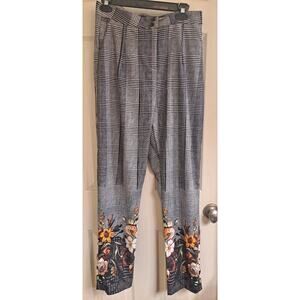 Annah Hariri Designer Pants, Women’s Size 8 Straight Leg, Houndstooth Floral EUC
